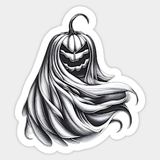 Black and white halloween pumpkin ghost Sticker